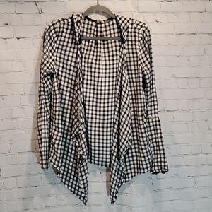 Roxy black and white checkered hooded cardigan